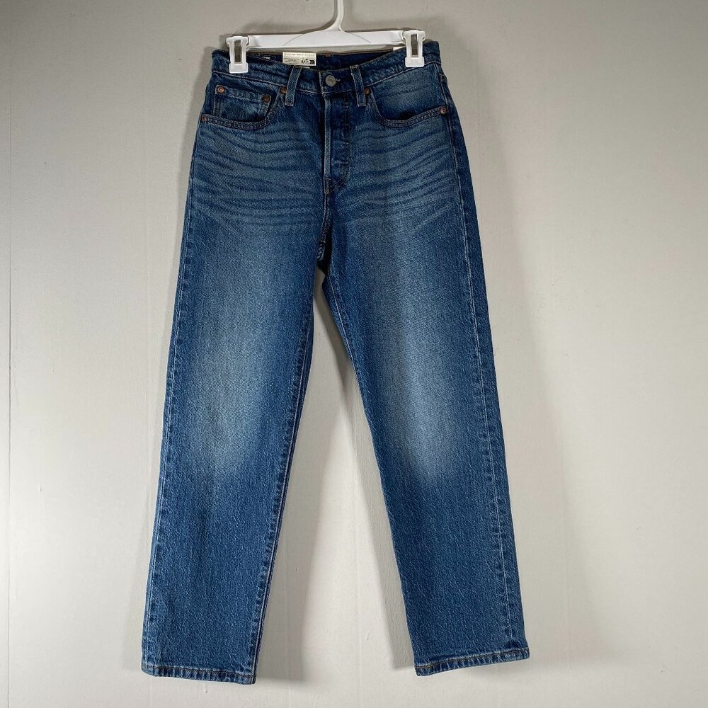 Levi's Premium 501 Cropped Denim Jeans Women's 26 Mid Rise Button Fly Blue NWT